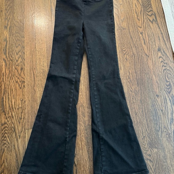Frame Womens Size 1 The Jet Set Flare Sheen Noir Jeans High Rise Pull On Stretch - Picture 1 of 7